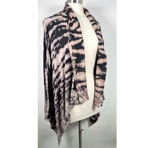 T Party Women's Cardigan Sweater Sz S Tie Dye Open Front Waterfall Long Sleeve